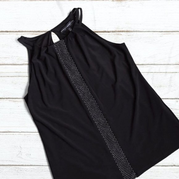 WHBM Black Beaded Sleeveless Tank Style Top - Picture 2 of 8